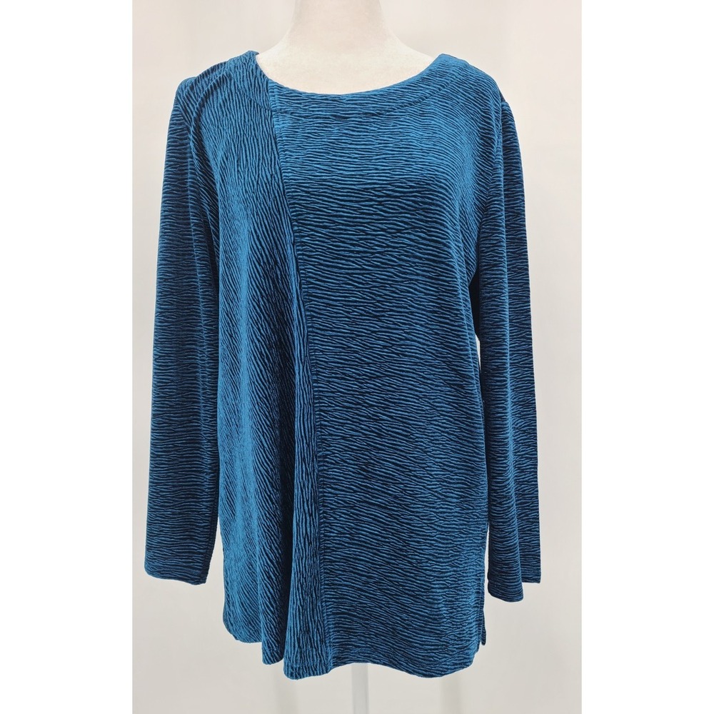 Habitat Clothes Crinkle Velour Women Tunic Top Size Medium Art Lagenlook Relaxed